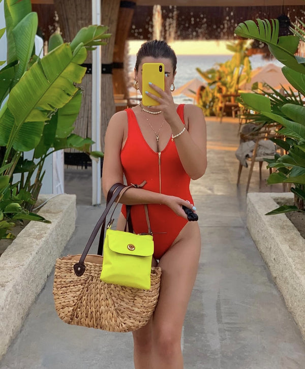 Customer wearing TONIE ZIPPER SWIMSUIT